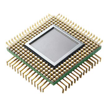 High Precision CPU Chip with Gold Connectors for Electronic and Technological Applications png