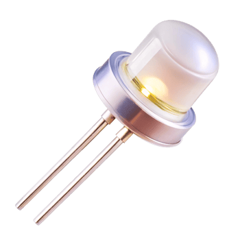 Close Up of Single LED Component with Glass Dome and Dual Pins on a Clean Transparent Background png