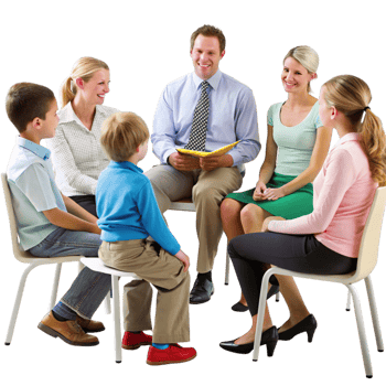 Educators and parents discussing strategies for child development in a friendly and supportive environment png