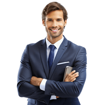 Confident realtor presenting modern property investment solutions with a focus on client satisfaction png