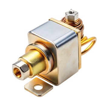 Compact solenoid actuator featuring a brass connector and robust structure for machinery systems png