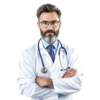 A male doctor with glasses and a beard png