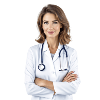 A female doctor standing with her arms crossed png