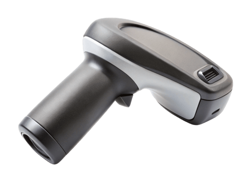 High performance barcode reader with sleek design for warehouse and retail use on Transparent Background png