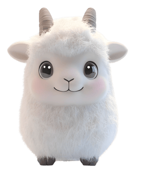 Adorable Fluffy White Sheep Figurine png