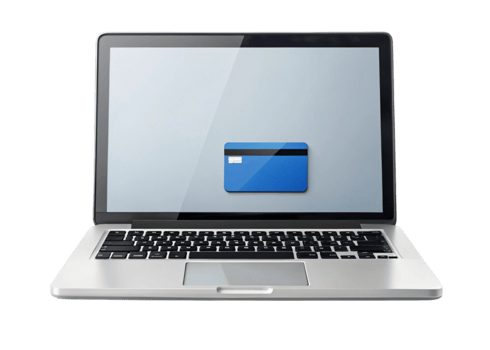 online payment laptop with digital credit card icon on Transparent Background for secure transaction concept png