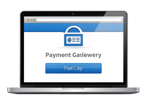 Digital payment portal displayed on a laptop with blue themed design elements and user friendly navigation png