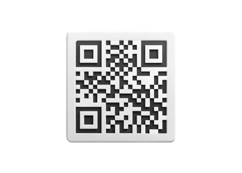 Modern 3D QR Code Display on Transparent Background for Digital Scanning and Marketing Applications png