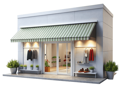 a small store with a green awning on it png