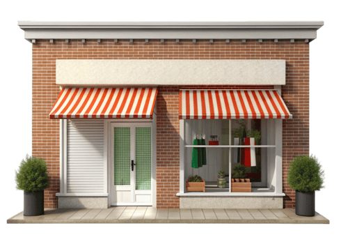 a brick building with an awning on the front png