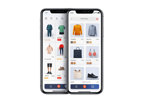 User friendly shopping app interface displaying a variety of stylish apparel and footwear png