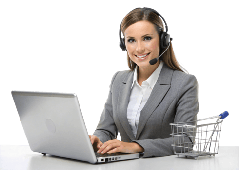 customer service with women and laptop png