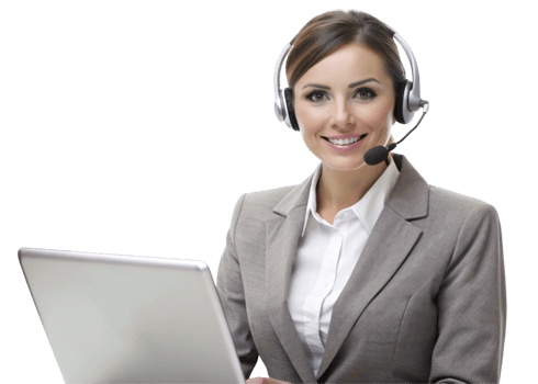 call center business woman with headset and laptop download png