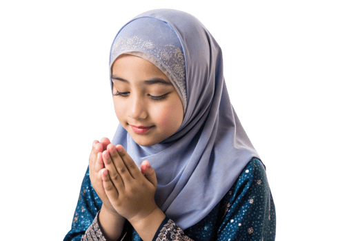 Portrait of Muslim girl praying with closed eyes, peaceful expression of faith and devotion png