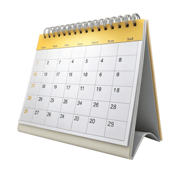 Professional desktop calendar for organizing dates, featuring an easy to read layout in a neat Transparent Background png