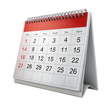 Simple desk calendar with prominent dates and red highlights, ideal for organizing, planning, and scheduling projects on a clean background png