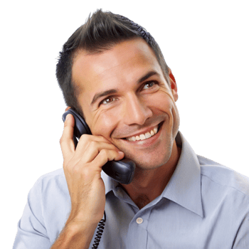 Businessperson on a phone call, showcasing friendly communication and client engagement on a Transparent Background png