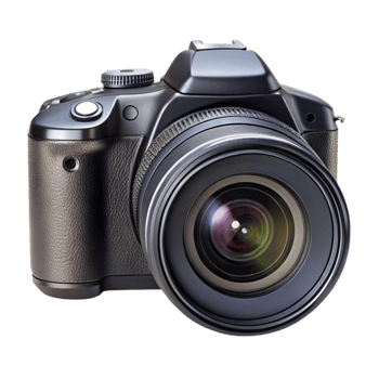 High quality digital camera with precision lens, isolated on a Transparent Background, perfect for product photography and technology themes png