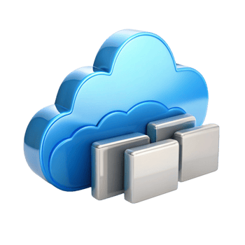 3D cloud data storage icon showing connectivity and network infrastructure in a modern digital style png