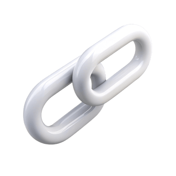Single chain link in glossy white finish, representing strength, connection, and bond isolated on white png