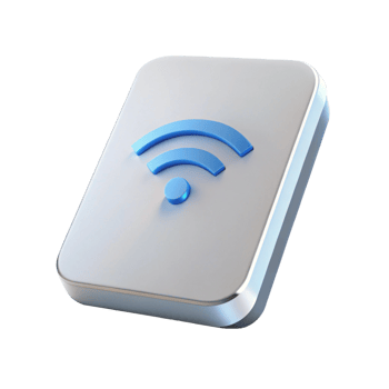 Compact mobile hotspot device with wireless signal icon, concept for portable internet and connectivity on the go png
