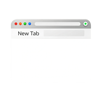 Isolated blank web tab with control buttons, empty browser window mockup on white background for digital design purposes png
