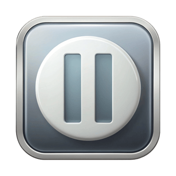 Circular pause button icon isolated on a white background, ideal for interface and media control designs png