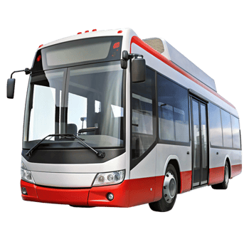 Isolated modern city bus on Transparent Background with reflective surface, ideal for transportation themes png