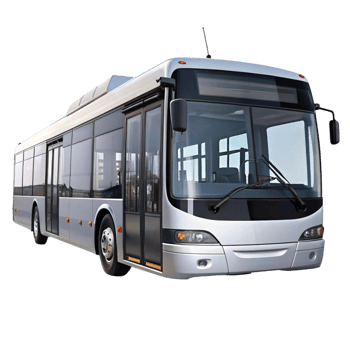Public transportation bus on Transparent Background showing side view and interior through clear windows png