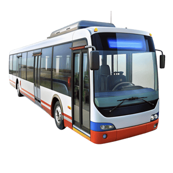 Modern urban transit bus isolated on Transparent Background with sleek design for public transportation png