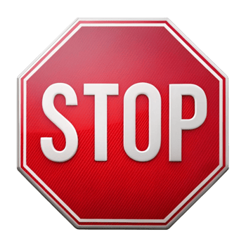 Classic stop sign in bright red with white text, representing traffic regulations and stopping points on a clean background png