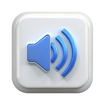 Modern speaker and volume control icon in minimalist design, showing sound waves on Transparent Background png