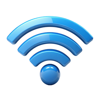 Modern Wi Fi icon in blue color on Transparent Background, ideal for technology, connectivity, and internet access themes png
