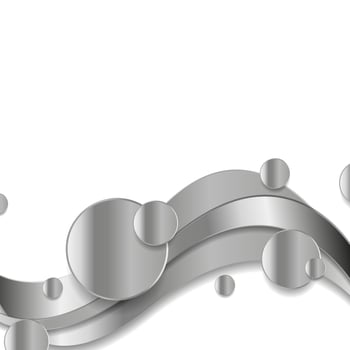 Abstract metallic waves and circles background vector