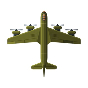 Green Flying Aircraft, Military Air Transport Illustration vector