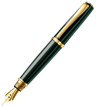 Premium Green Fountain Pen with Gold Detailing png