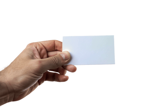 A hand holding a blank white card against a black background a simple image for various uses png