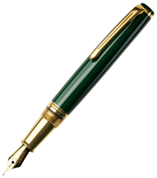 Premium Green Fountain Pen with Gold Nib png