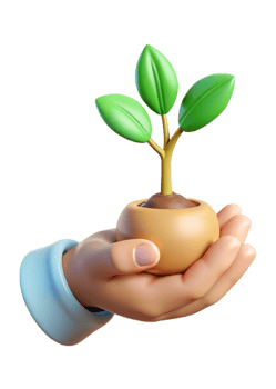 A 3D Render of a Hand Gently Holding a Small Plant in a Pot Symbolizing Growth Nature and Care png
