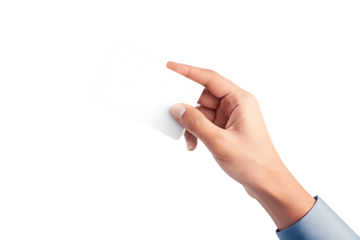 A hand holding a blank white card business card credit card gift card png