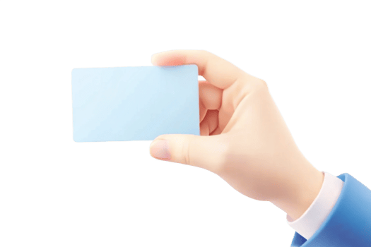 A hand holding a blank light blue card business card presentation png