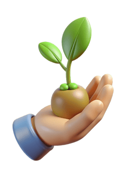 A 3D Render of a Hand Gently Holding a Young Sprout Plant Representing Growth and New Beginnings png