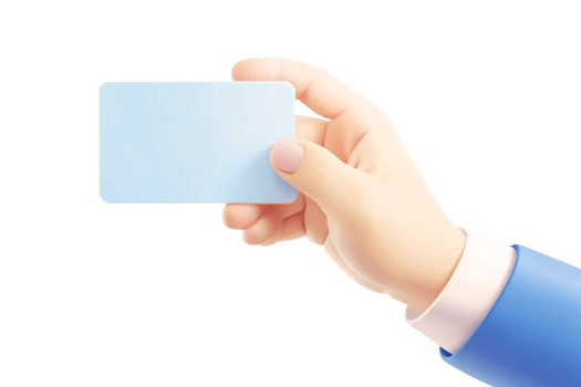 A 3D Render of a Hand Holding a Blank Light Blue Card Business Card Mockup png