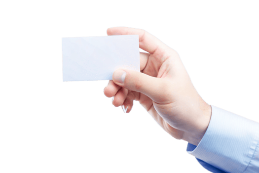 3d hand holding a blank white business card against a black background png