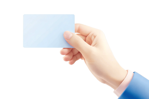 A hand holding a blank light blue card business card invitation png