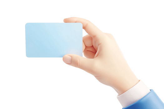 A 3D Render of a Hand Holding a Blank Light Blue Card Business Mockup png