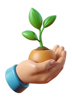 A Hand Gently Holding a Small Potted Plant with Lush Green Leaves png