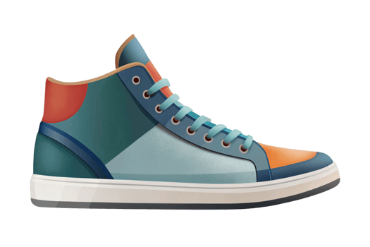 Stylish HighTop Canvas Sneakers with Geometric Color Block Design png
