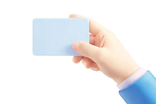 A hand holding a blank light blue card business card presentation offer png