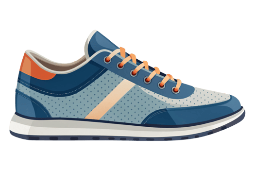 Stylish Blue and Orange Sneaker Design for Men and Women Athletic Footwear png